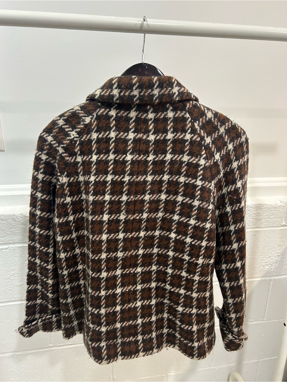 Banana Republic Brown and Cream Plaid Wool-Blend Blazer - Picture 3 of 3